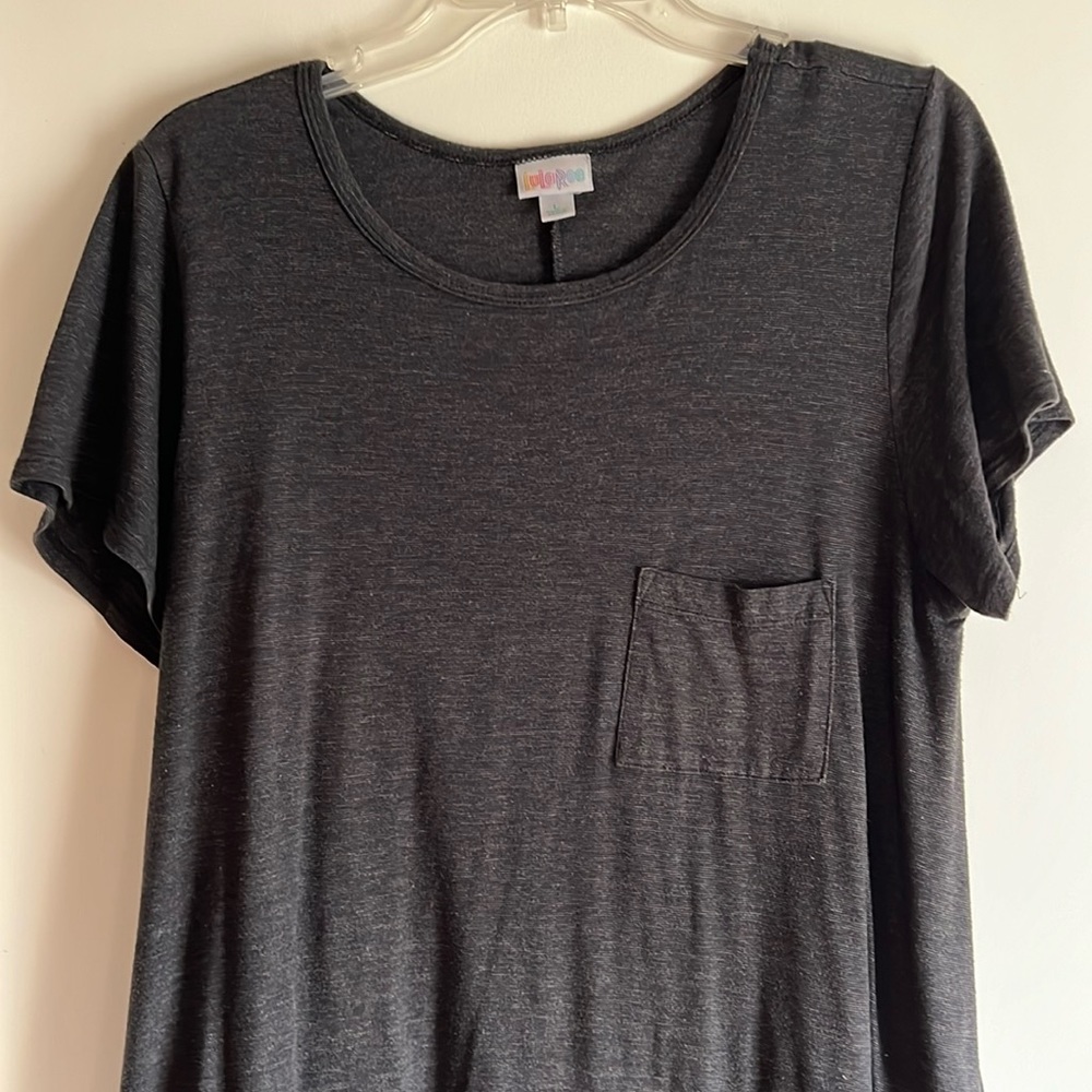 LuLaRoe Charcoal Gray Short Sleeve Pocket Dress